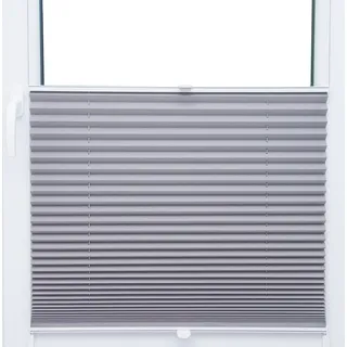 Thermo Black Out Plissee 25x150 cm hellgrau silber metallic 100% Verdunkelnd - Hellgrau, Silber