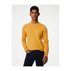 Mens M&S Collection Pullover aus reiner Baumwolle mit Rundhalsausschnitt - Dark Yellow, Dark Yellow, L-REG
