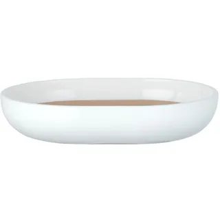 Wenko Seifenschale Posa, moderne Seifenablage für Handseife, Ablage für festes Haarshampoo aus weißem Kunststoff mit nachhaltigen Bambus-Akzenten, BPA-frei, Maße (B x H x T): 12 x 2,5 x 9 cm, Weiß