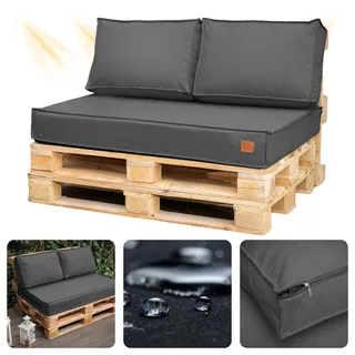 Blomster Palettenkissen 3er-Set für Gartenmöbel 120 x 80 cm - Dunkelgrau