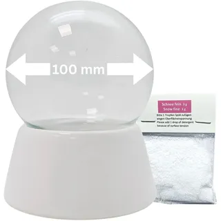 100mm-DIY-Schneekugel m. 1 x Schnee | Schneekugel basteln | Sockel weiß mit Glaskugel für den Einbau Spieluhr Bastel-Schneekugel | 40045