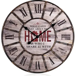 Dekouhr+ Metallrahmen und Metallzeigern im Vintage Desing Wanduhr Bahnhofsuhr Uh - Beige