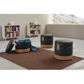 Egoitaliano Hocker Tonder Leder 50 x 50 x 50 cm Schwarz