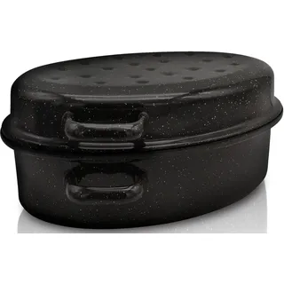 Emaille-Gänsebräter 34 cm mit Tropfdeckel