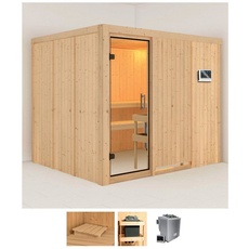 Bild Sauna »Gitte«, (Set), 9-kW-Bio-Ofen mit externer Steuerung beige