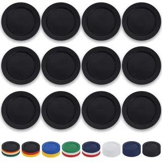 Berglander Schwarze Kunststoff teller Set 12 Stück 25cm, mehrweg flache Speiseteller, Salatteller, Nudelschalen, Geschirrset leicht zu transportieren für Zuhause, Garten, Picknick, Camping