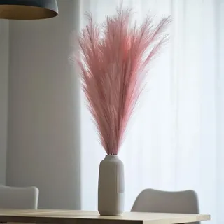 XXL Rosa Pampasgras Deko-Set 100cm – Flauschige künstliche Trockenblumen, 3 Stiele für Innen & Außen, Hochzeiten und Events, Pampasgras Deko, Boho Stil für Wohnzimmer, Schlafzimmer, Badezimmer