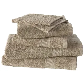 De Witte Lietaer Collection H Set Frottee, 2 Waschlappen + 2 Handtücher + 2 Duschhandtücher Baumwolle beige Taupe 50 x 100 cm