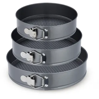 Relaxdays Springform Set 3 runde Backformen Ø 24, 26, 28 cm