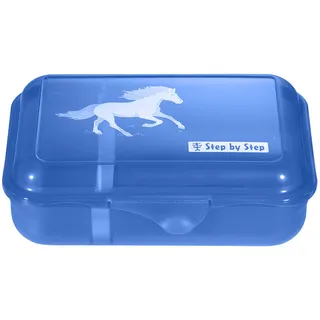 Step by Step Lunchbox "Wild Horse Ronja", Blau, mit Trennwand und Klickverschluss, spülmaschinenfest, BPA-frei, für Schule und Kindergarten, 0,9l
