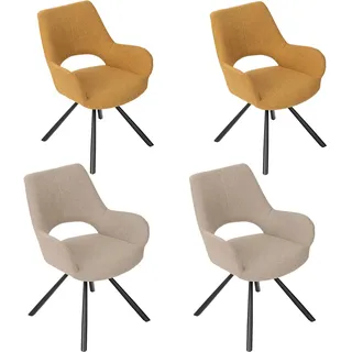 MEUBLE COSY Esszimmerstühle 4er Set Küchenstuhl Polsterstuhl mit Armlehne Sessel Sitzfläche aus Stoff Metallbeine, Bunt, 58.5x59x81cm