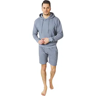 RIPT Herren Pyjamas Kapuzentop und kurzes Loungewear-Set, Blau, L