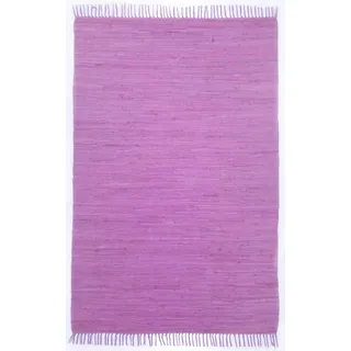 Theko | Dhurry Teppich aus 100% Baumwolle Flachgewebe Teppich Happy Cotton | handgewebt | Farbe: Fuchsia | 90x160 cm