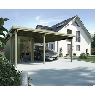 Weka Einzelcarport 607 4,78 x 5,79 m grün inkl. Abstellraum