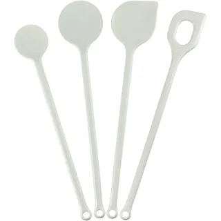 Kigima Kochlöffel Set 4 Stück in Weiß– Hochwertige Küchenutensilien aus hitzebeständigem Kunststoff – ideales Küchenhelfer Set für Ihre Küche – vielseitiges Kochbesteck Set