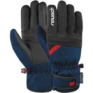 Reusch Baldo R-TEX® XT Winddichte, wasserdichte, atmungsaktive und warme Unisex Winterhandschuhe Fingerhandschuhe Schneehandschuhe Skihandschuhe für Damen und Herren, blau-rot, 7,5