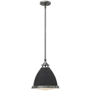 Elstead Lighting Hängeleuchte , Zinkfarben , Metall, Glas , 42.6 cm , Grüner Punkt, RoHS , Lampen & Leuchten, Innenbeleuchtung, Hängeleuchten, Pendelleuchten