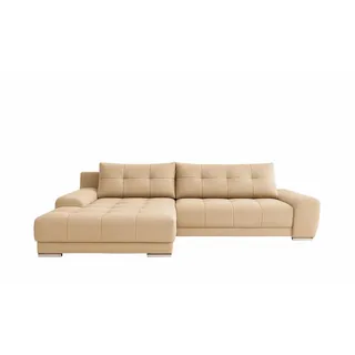 Kaiser Möbel Ecksofa Wave Mit Schlaffunktion, Stoff Soro, Hellbeige Links , Creme , Holz , 281x105 cm , Wohnzimmer, Sofas & Couches, Wohnlandschaften, Ecksofas
