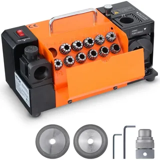 Vevor Bohrerschleifgerät 120 W Bohrerschleifmaschine 4500 U/min Schärfstation 45# Stahl Bohrerschärfgerät 95-135° Einstellbarer Spitzenwinkel 11 Spannzangen Geeignet für Bohrerdurchmesser φ3–13 mm