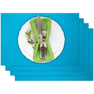 Casoro 4er Platzset aus waschbarem Filz, Platzmatten je 30x44cm in kräftigem Petrol Blau, edles Tischset perfekt zu jeder Einrichtung