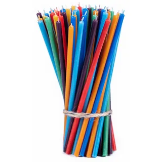 Danilovo Bienenwachs Kerzen (Chakra-Farben) - Orthodoxe Kerzen für Gebet Rituals Tischdeko - Ungiftig, Ruß - Tropffrei, Lang, Nachhaltige Produkte, 70 Stück (7 Farben, Höhe 16,5 cm)