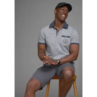 Poloshirt MAN'S WORLD, Herren, Gr. 4XL (68/70), blau (blau, meliert), Single Jersey, Obermaterial: 100% Baumwolle, meliert, regular fit, Rundhals, Rippbündchen kontrastfarben, Shirts Poloshirt, Kurzarm, Regular Fit, melierte Struktur, Rundhalsausschnitt, Topseller