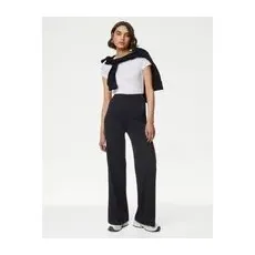 Womens M&S Collection Pantalon coupe large en jersey extensible - Dark Navy, Dark Navy - 10-REG