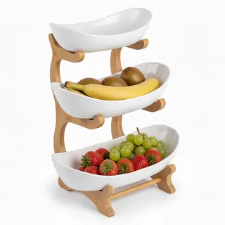 Relaxdays Obstetagere , Multicolor , Holz, Kunststoff , 34 cm , Geschirr, Schalen & Schüsseln, Obstschalen