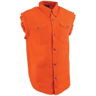 Milwaukee Leather DM1003 Herren-Jeanshemd, leicht, ärmellos, ausgefranst, Orange, Größe XL