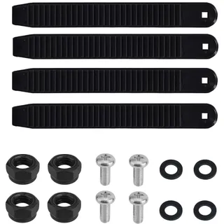 BOXOB 4stk Snowboard Bindung Riemen, 17,5x2,1cm Hohe Elastizität Ersatz für Snowboard-Gurtbindung mit Schrauben Muttern Unterlegscheiben für Schlittschuhe und Sportausrüstung(Schwarz)