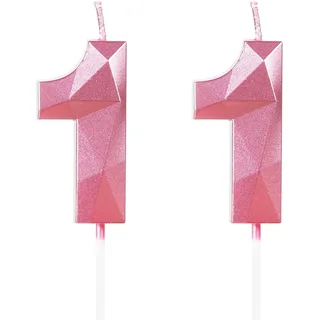 Yiran Geburtstagskerzen Zahlen 11, 5cm 3D Rosa Geburtstagskerzen, Kerzen Geburtstag, Geburtstag Kerzen, Tortendeko Geburtstag, Kuchendeko Geburtstag, Geburtstagskerzen für Geburtstagsdeko, Nummer 11