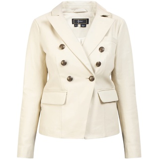 faina Damen Lederblazer, Wollweiss, S