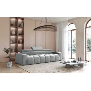 Bigsofa Couchgarnitur DARCY Megasofa in Stoff Salvador Hellgrau - Grau