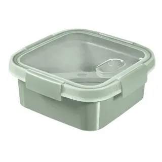 CURVER SMART TO GO ECO LUNCH Frischhaltedose, mit Besteck, Aufbewahrungsbox mit Löffel, Gabel und Messer aus recyceltem Polypropylen, Volumen: 0,9 Liter, Quadratisch
