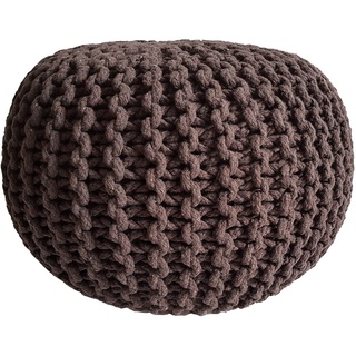 Pouf Ø 45 cm Sitzpouf Sitzpuff Grobstrick-Optik Pouf Strick Bodenkissen Höhe 30 cm Zimt Strickhocker