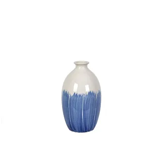 Romimex Vase, Blau, Weiß, Keramik, 18 x 31 x 18 cm