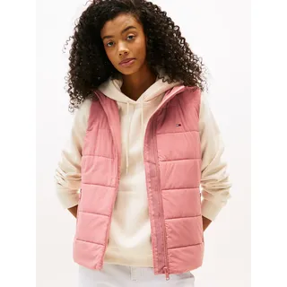 Steppweste TOMMY JEANS "TJW LW PADDED VEST", Damen, Gr. M (38), rosa (tahiti berry), Web, Obermaterial: 100% Polyester, unifarben, hüftlang, Westen Steppweste