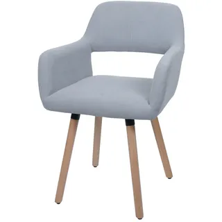 Mendler Esszimmerstuhl HWC-A50 II, Stuhl Küchenstuhl Polsterstuhl, Holz Stoff/Textil Cord (400g/m2) hellgrau