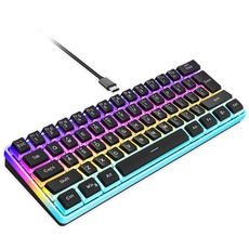 Snpurdiri 60% Percent Gaming-Tastatur, Pudding Keycaps RGB Kleine Mini Mechanisches Gefühl Tastatur, Silent Compact Tragbare 61-Tasten-Tastatur für PC/Mac-Gamer, Laptop (Schwarz)