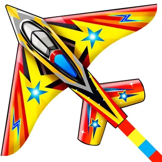 HONBO Drachen Kinder Flugzeug Jet Kite für Erwachsene, Perfekte Drachen für Kinder ab4-8, Leicht zu fliegen Riesendrachen für Strand und Outdoor Aktivitäten, Drachengriff und Schnur inklusive,(Yellow)