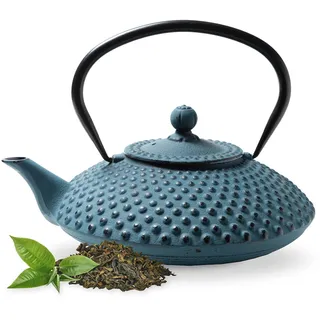Tealøv TEEKANNE GUSSEISEN 1,25 Liter | Gusseiserne Teekanne im Japanischen Stil | Gusseisen Teekanne mit Sieb aus Edelstahl | Hervorragende Wärmespeicherfähigkeit | Langlebig | Kambin | Blau