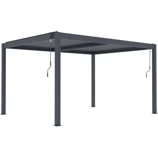 Pergola Lounge aus Aluminium mit 6mm PC-Panels, 300cm Länge, 395cm Breite, 250cm Höhe, Dunkelgrau - Dunkelgrau