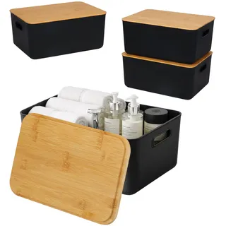 Relaxdays Aufbewahrungsbox 16 x 36 x 25 cm 2-tlg. schwarz