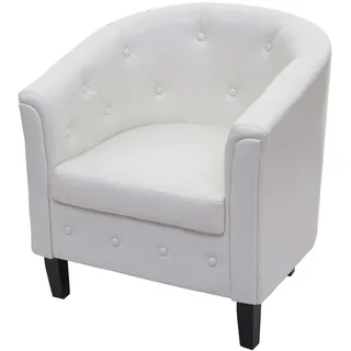 Mendler Sessel Newport T810, Loungesessel Clubsessel Chesterfield, Kunstleder ~ weiß