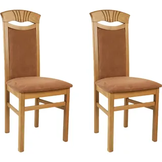 Esszimmerstuhl HOME AFFAIRE "Franz", braun (braun, eichefarbe, braun), B:46cm H:101cm T:51cm, Massivholz, Stühle, Esszimmerstuhl, strapazierfähige Microfaser, Gestell Buche natur oder weiß, Holzstuhl