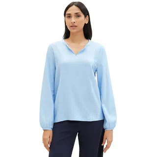 TOM TAILOR Damen Basic Bluse mit Streifen, 34913 - Blue White Thin Stripe, M