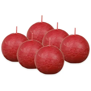 Bolsius Rustik Kugelkerze 6 St. rot