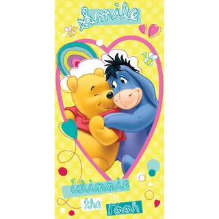 Jerry Fabrics Winnie-The-Pooh Charakter Kinder Schwimmen Strand und Badetücher, Baumwolle, Gelb, 140 x 70 x 0.5 cm, 1 Einheiten