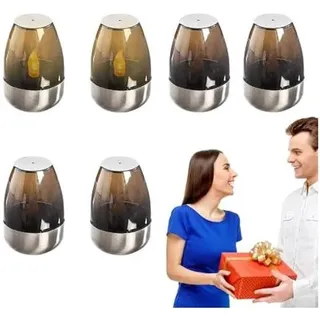 Wasserfeste Glas-LED-Tischlampen, 6 Stück tragbare Nachttischleuchten, Tischdekorationen, warme Glühbirnenatmosphäre, innen- und außenbereichsbeleuchtung - Schwarz