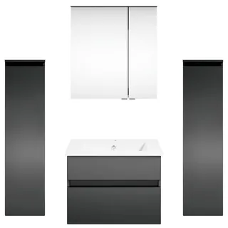 Puris Badezimmer , Anthrazit, Grau, Dunkelgrau , Holzwerkstoff , 5-teilig , 2 Schubladen , 122.4 cm , Goldenes M, Made in Germany, Dgm , hängend , Badezimmer, Badmöbelsets & Badmöbelserien, Badmöbel-Sets